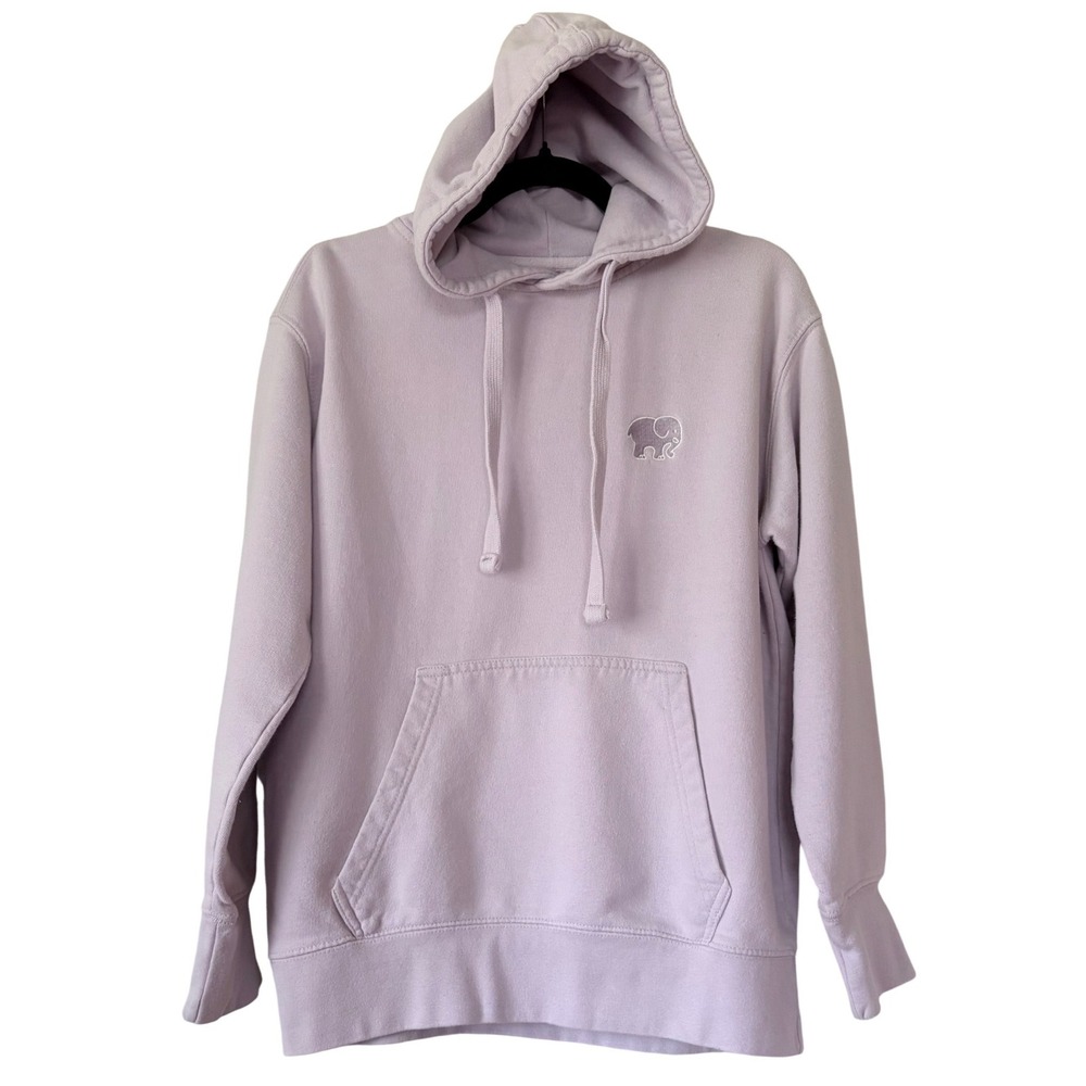 Ivory Ella Women Organic Cotton Comfy Hoodie Lavender Embroidery Elephant Logo S